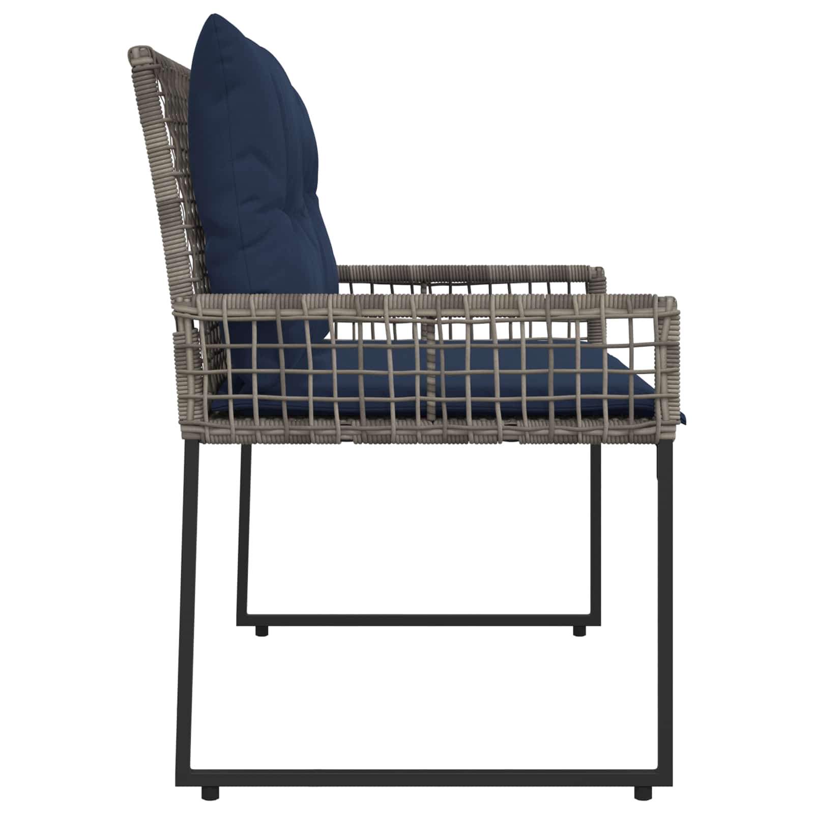 Bank Outdoor mit Kissen Grau und Marine 118 x 55 x 82 cm