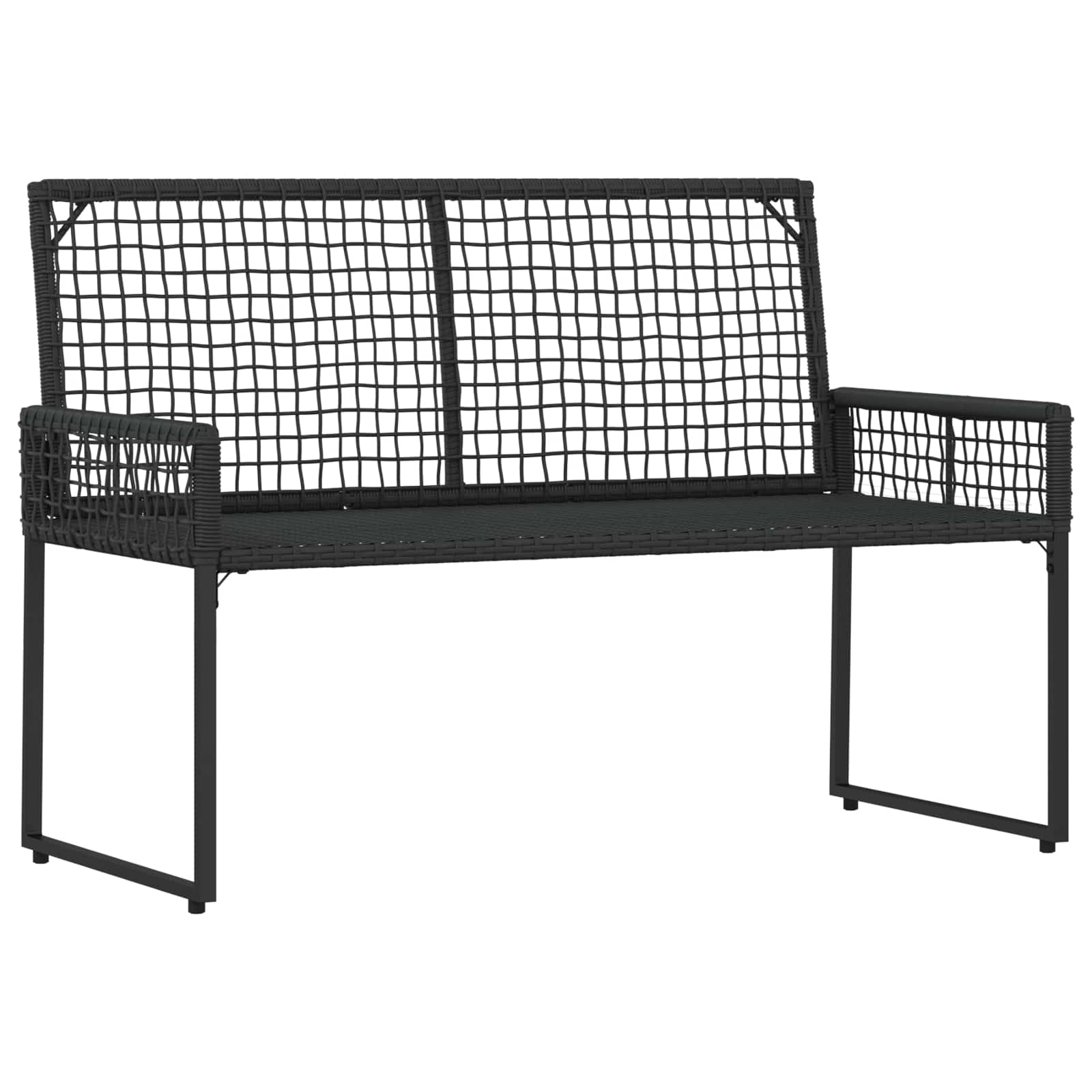 Bank Outdoor mit Kissen Schwarz und Türkis 118 x 55 x 82 cm