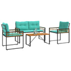 Gartenmöbel Set mit Kissen 4 pcs Türkis