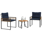 Gartenmöbel Set mit Kissen 3 pcs Marineblau