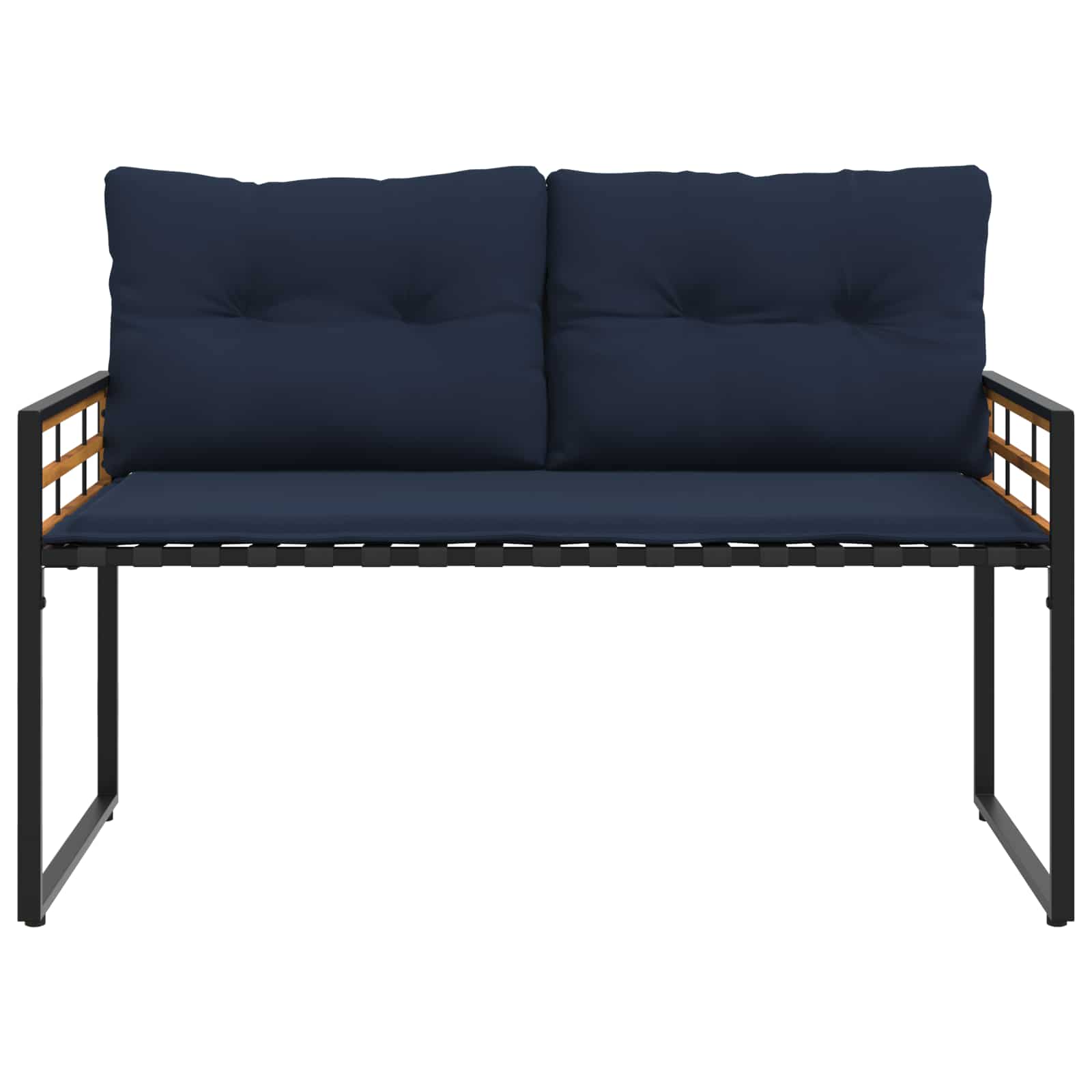 Holz-Lagenbank mit Kissen Uni Marineblau 114 x 55 x 77 cm