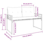 Holz-Lagenbank mit Kissen Uni Marineblau 114 x 55 x 77 cm