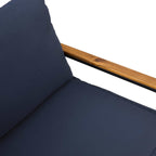 Bank mit Kissen Grau und Marineblau 115 x 65 x 72 cm Rattan