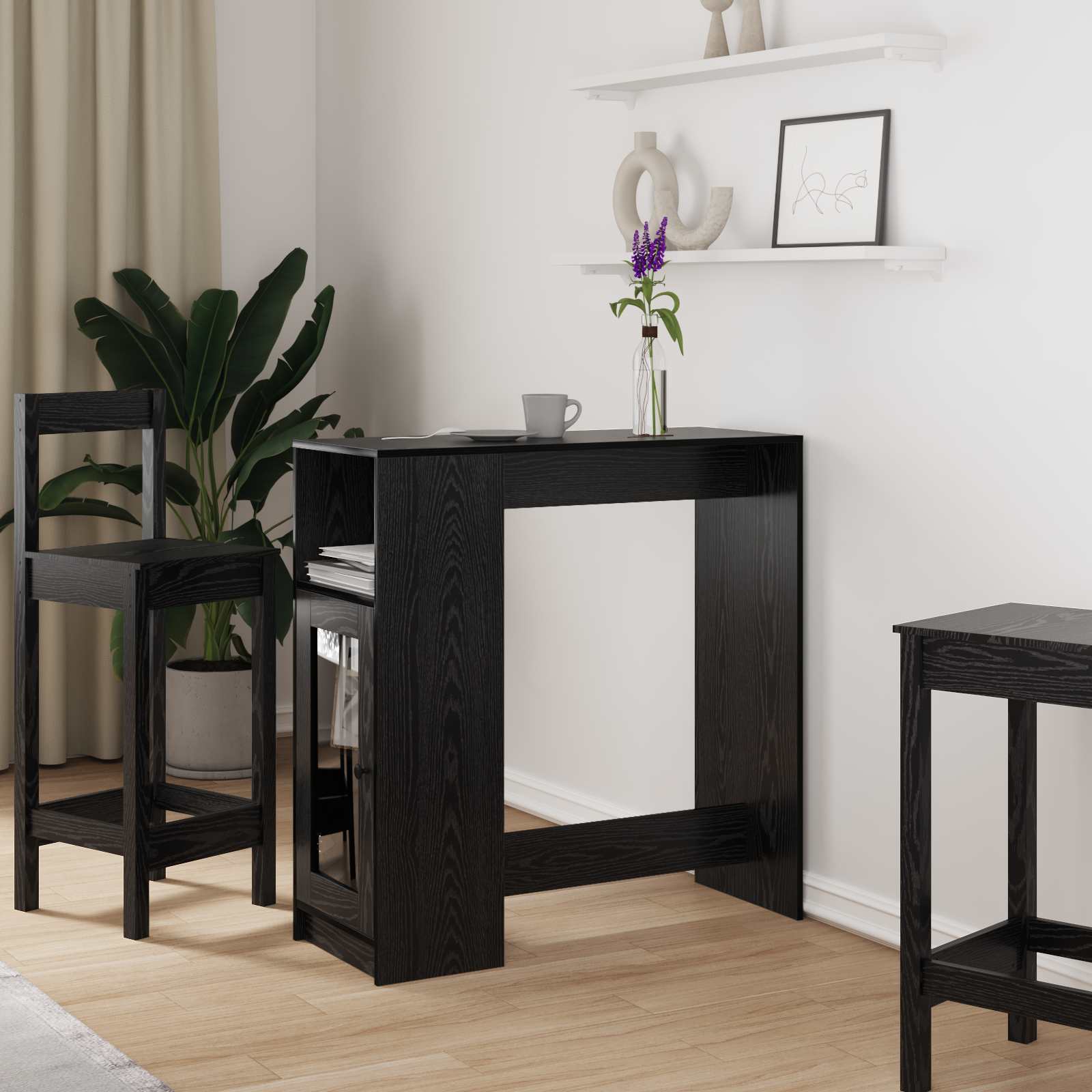 Bartisch Schwarz Eichen-Optik 101 x 40 x 103,5 cm Holzwerkstoff