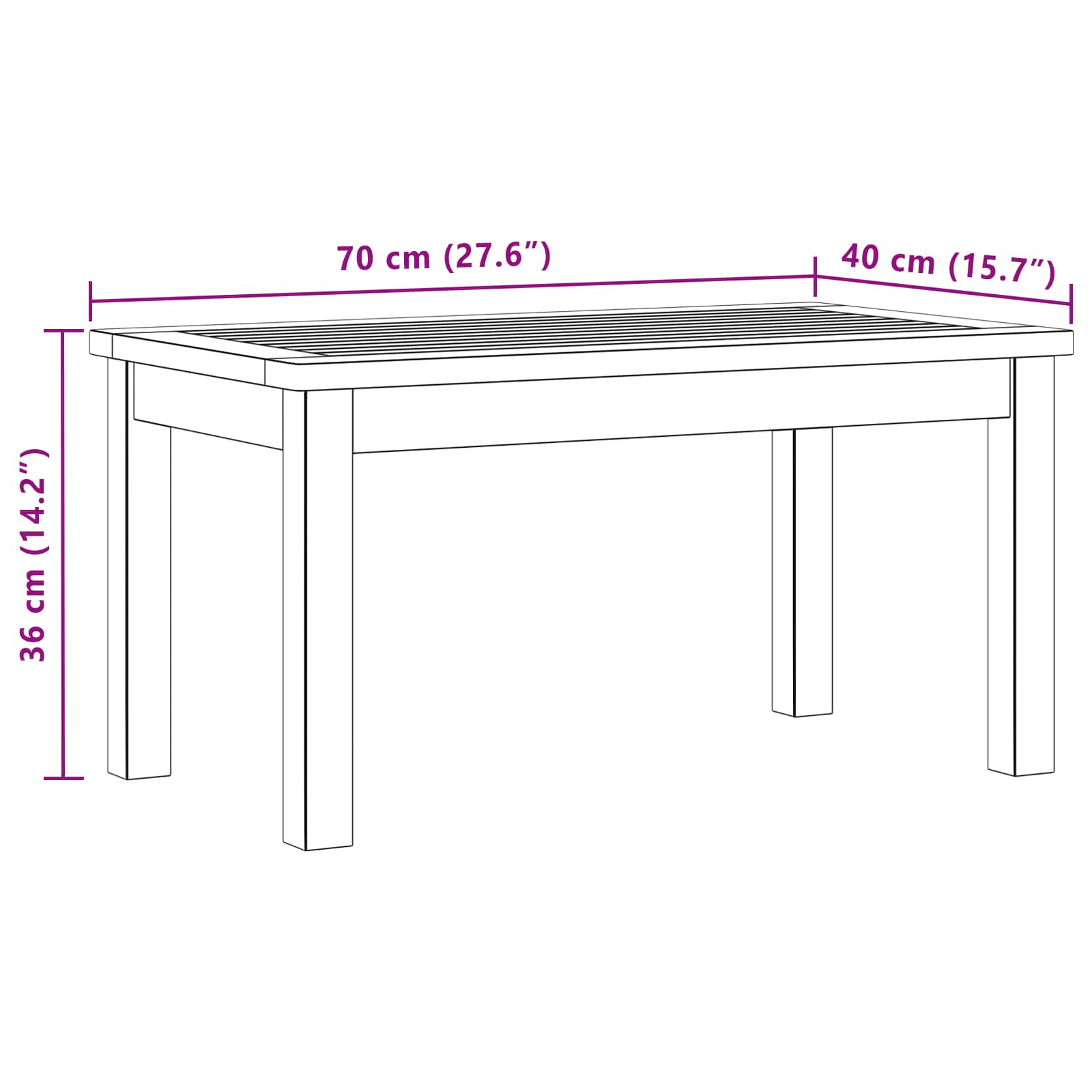 Couchtisch Helles Akazienholz 70 x 40 x 36 cm Massivholz Akazie