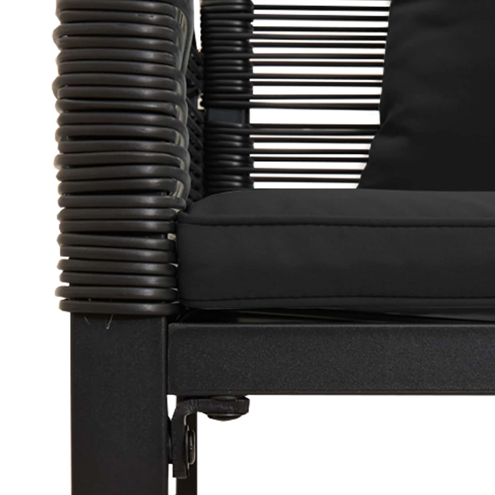 Gartenmöbel Set mit Kissen Schwarz Poly-Rattan