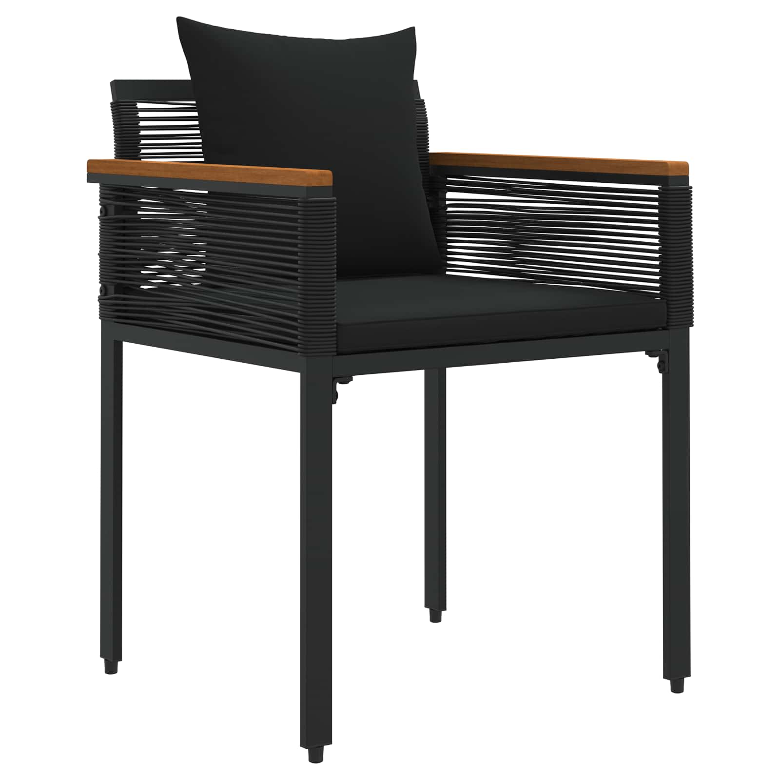 Gartenmöbel Set mit Kissen Schwarz Poly-Rattan