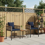 Gartenmöbel Set mit Kissen Grau und Marineblau Poly-Rattan