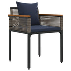 Gartenmöbel Set mit Kissen Grau und Marineblau Poly-Rattan