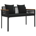 Bank Outdoor mit Kissen Schwarz 117 x 54 x 74,5 cm Poly-Rattan