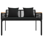 Bank Outdoor mit Kissen Schwarz 117 x 54 x 74,5 cm Poly-Rattan