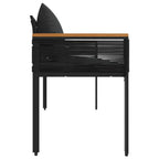 Bank Outdoor mit Kissen Schwarz 117 x 54 x 74,5 cm Poly-Rattan