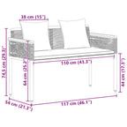 Bank Outdoor Grau und Dunkelgrau 117 x 54 x 74,5 cm Poly-Rattan