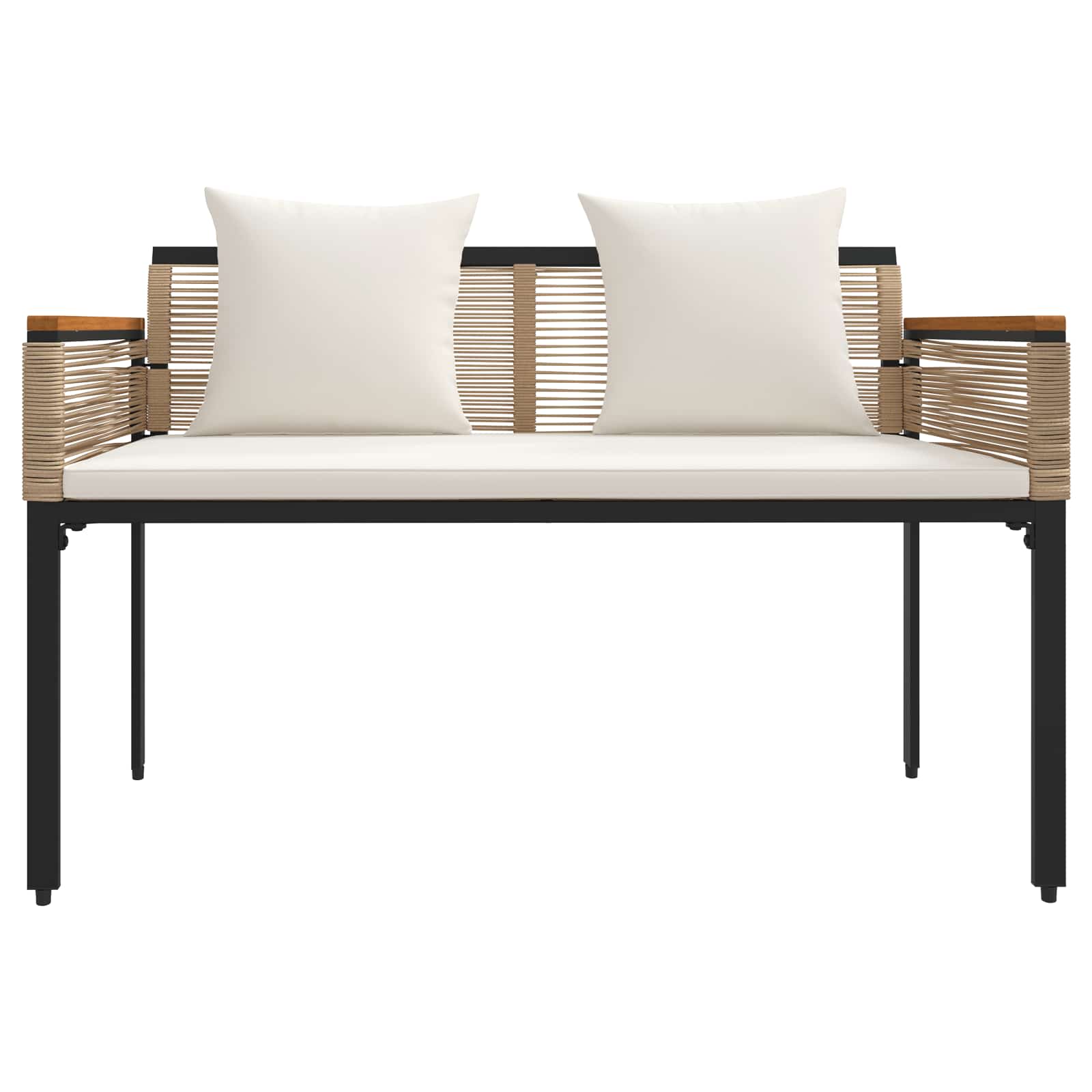Bank Outdoor Beige und Cremeweiß 117 x 54 x 74,5 cm Poly-Rattan