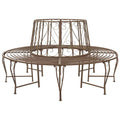 Baumbank 8-Sitzanzahl Ø 160 x 89 cm Stahl Antikbraun Rund