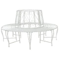 Baumbank 8-Sitzanzahl Ø 160 x 89 cm Stahl Antik Weiß Rund