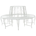 Baumbank 8-Sitzanzahl Ø 160 x 89 cm Stahl Antik Weiß Rund