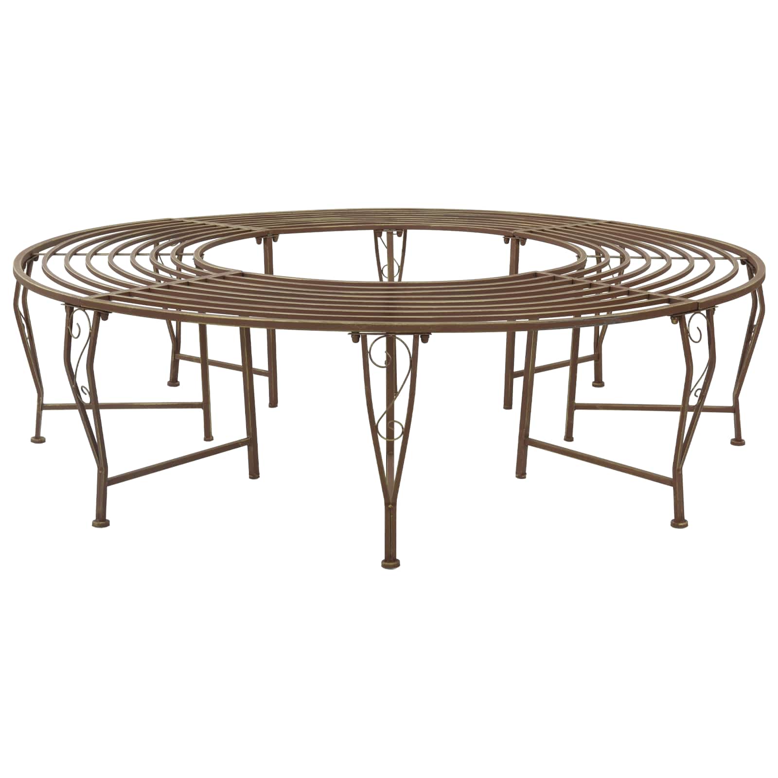 Baumbank 8-Sitzanzahl Ø 160 x 44 cm Stahl Antikbraun Rund