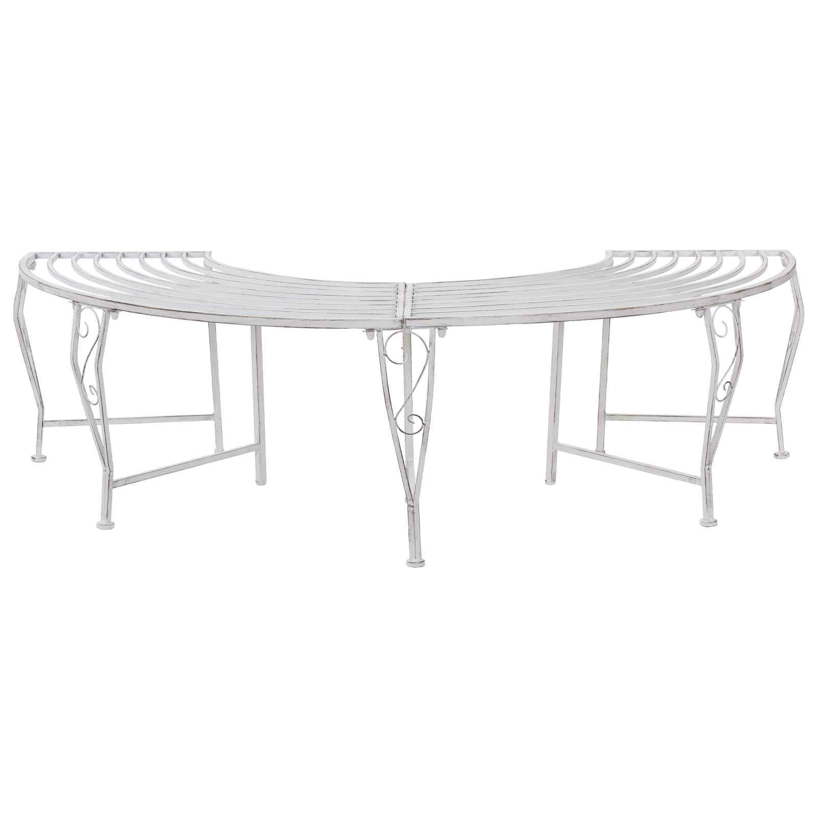 Baumbank 4-Sitzanzahl 160 x 80 x 44 cm Stahl Antik Weiß
