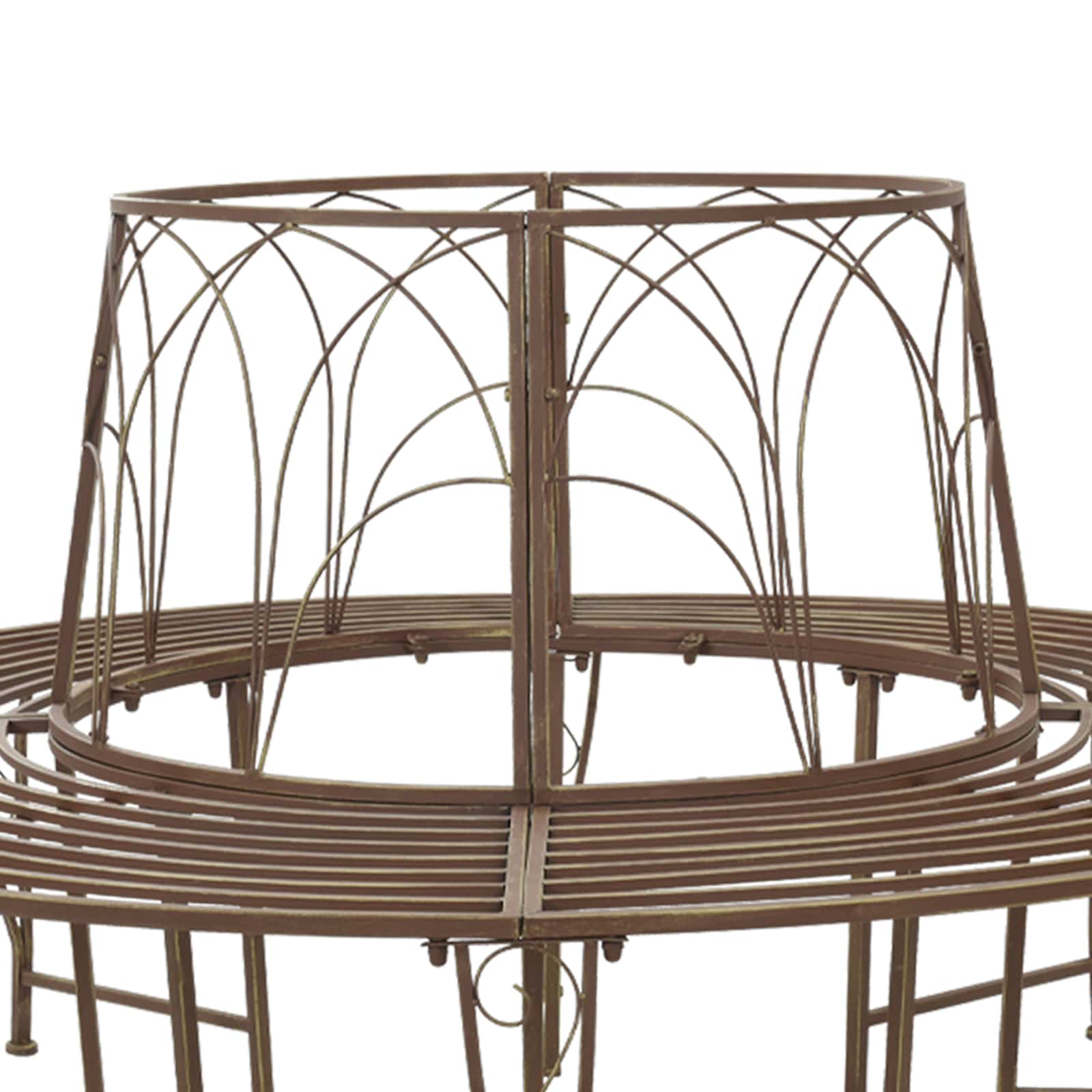 Baumbank 8-Sitzanzahl Ø 160 x 89 cm Stahl Antikbraun Rund