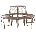 Baumbank 8-Sitzanzahl Ø 160 x 89 cm Stahl Antikbraun Rund