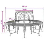 Baumbank 8-Sitzanzahl Ø 160 x 89 cm Stahl Antikbraun Rund