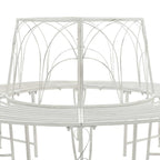 Baumbank 8-Sitzanzahl Ø 160 x 89 cm Stahl Antik Weiß Rund
