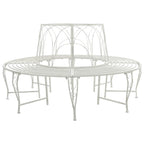 Baumbank 8-Sitzanzahl Ø 160 x 89 cm Stahl Antik Weiß Rund