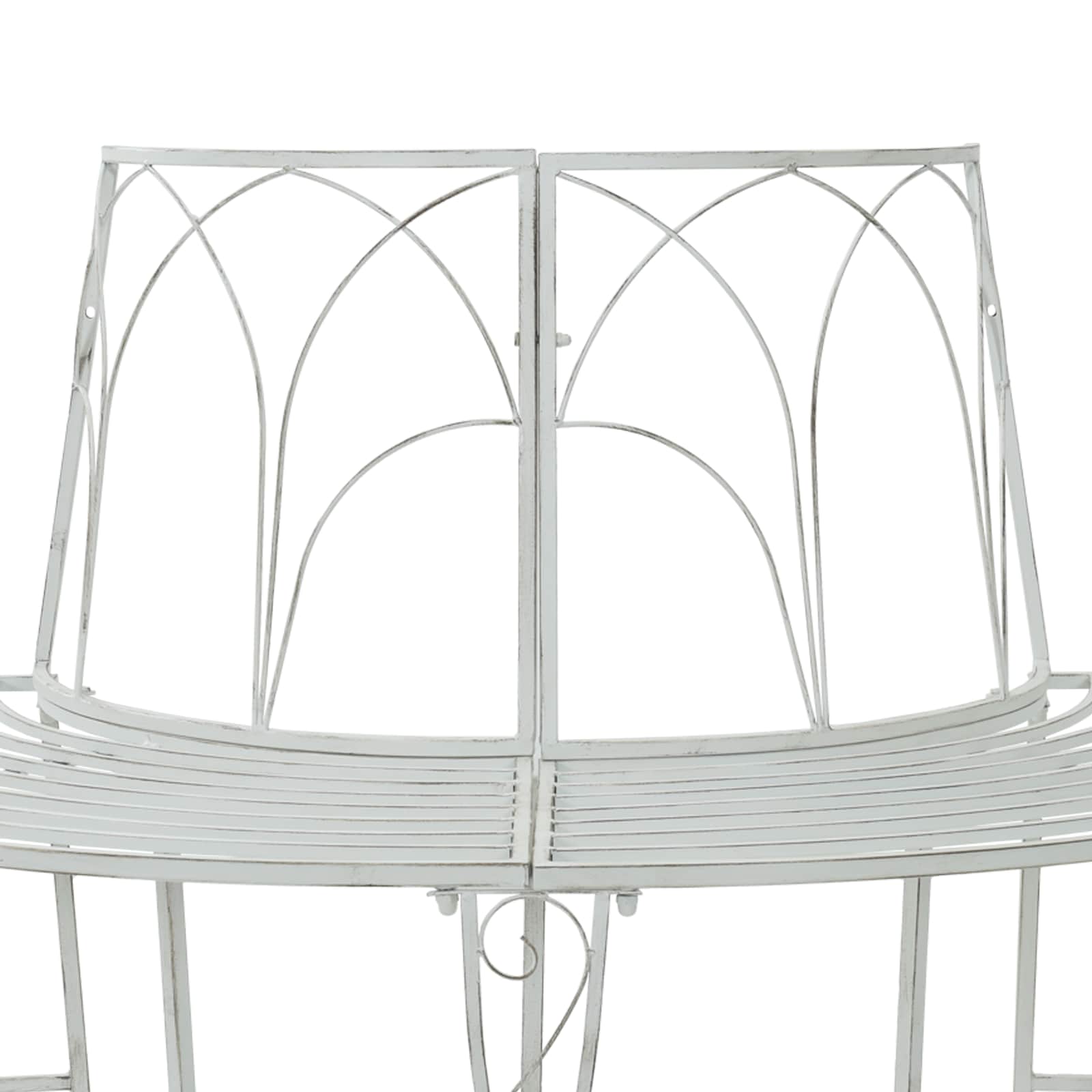 Baumbank 4-Sitzanzahl 160 x 80 x 89 cm Stahl Antik Weiß