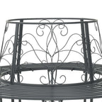 Baumbank 8-Sitzanzahl Ø 160 x 89 cm Stahl Silber Grau Rund