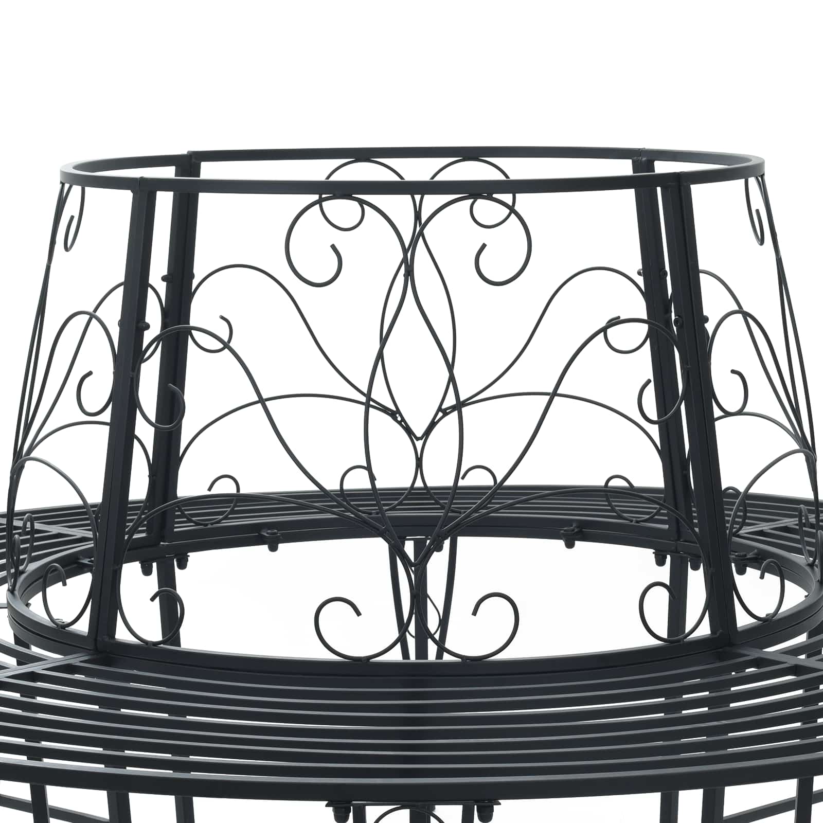 Baumbank 8-Sitzanzahl Ø 160 x 89 cm Stahl Schwarz Rund