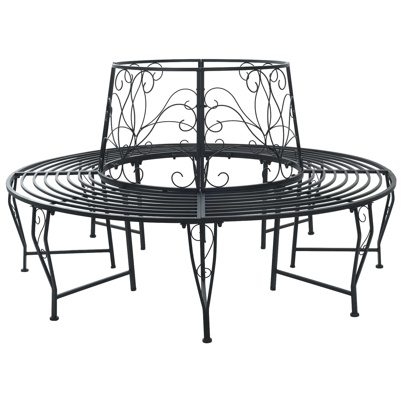 Baumbank 8-Sitzanzahl Ø 160 x 89 cm Stahl Schwarz Rund