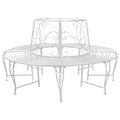 Baumbank 8-Sitzanzahl Ø 160 x 89 cm Stahl Antik Weiß Rund