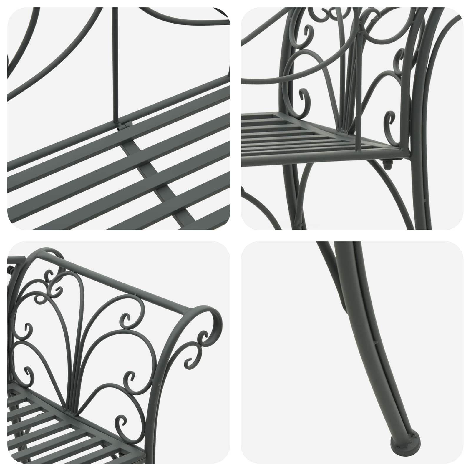 Gartenbank 2-Sitzanzahl 130 x 47 x 90 cm Stahl Silber Grau