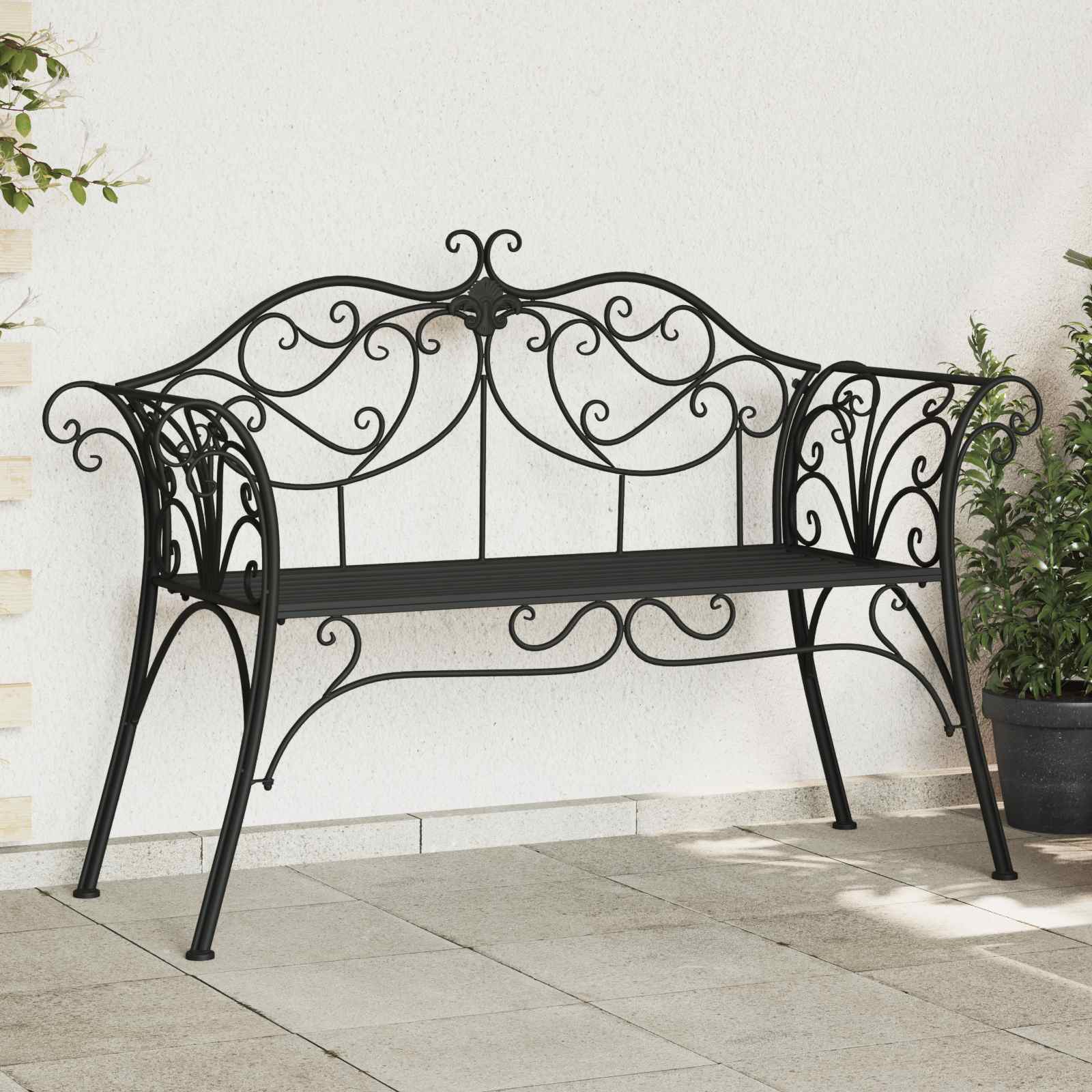 Gartenbank 2-Sitzanzahl 130 x 47 x 90 cm Stahl Schwarz