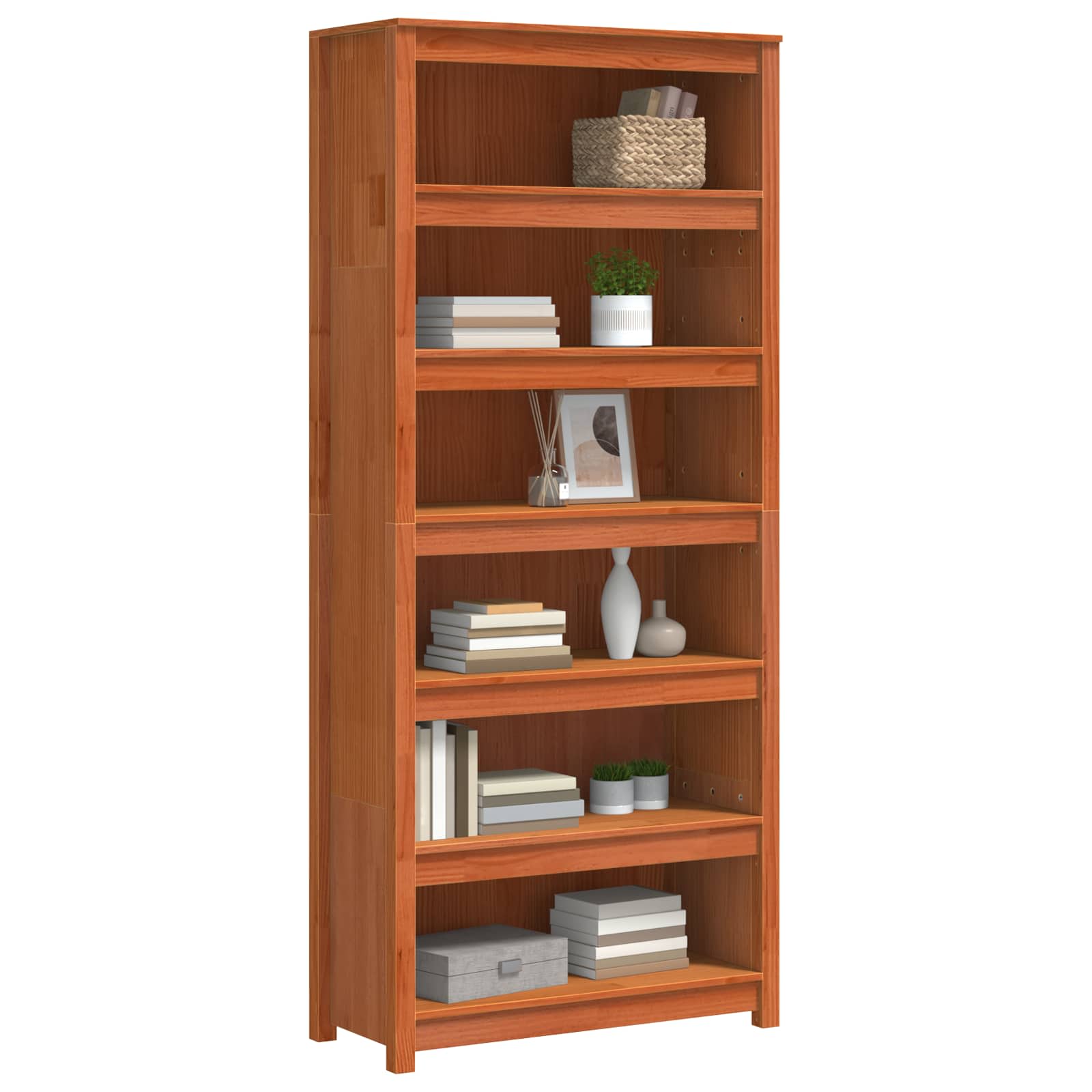 Bücherregal Wachsbraun 80 x 35 x 183 cm Massives Kiefernholz
