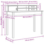 Schreibtisch Wachsbraun 110 x 50 x 93 cm Massives Kiefernholz