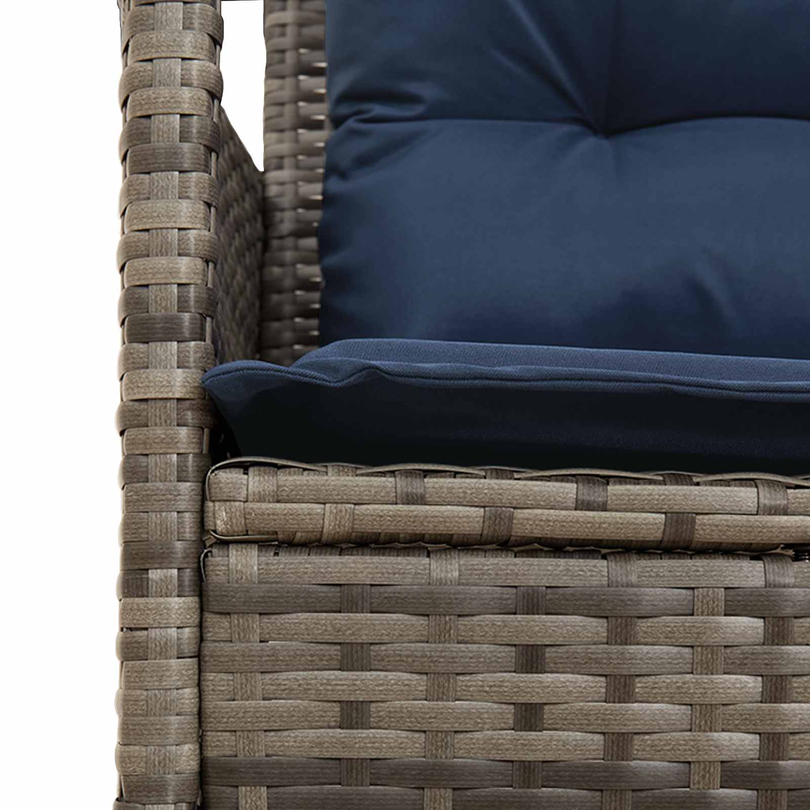 Gartensofa-set mit Kissen 2 pcs Grau und Marineblau Poly-Rattan