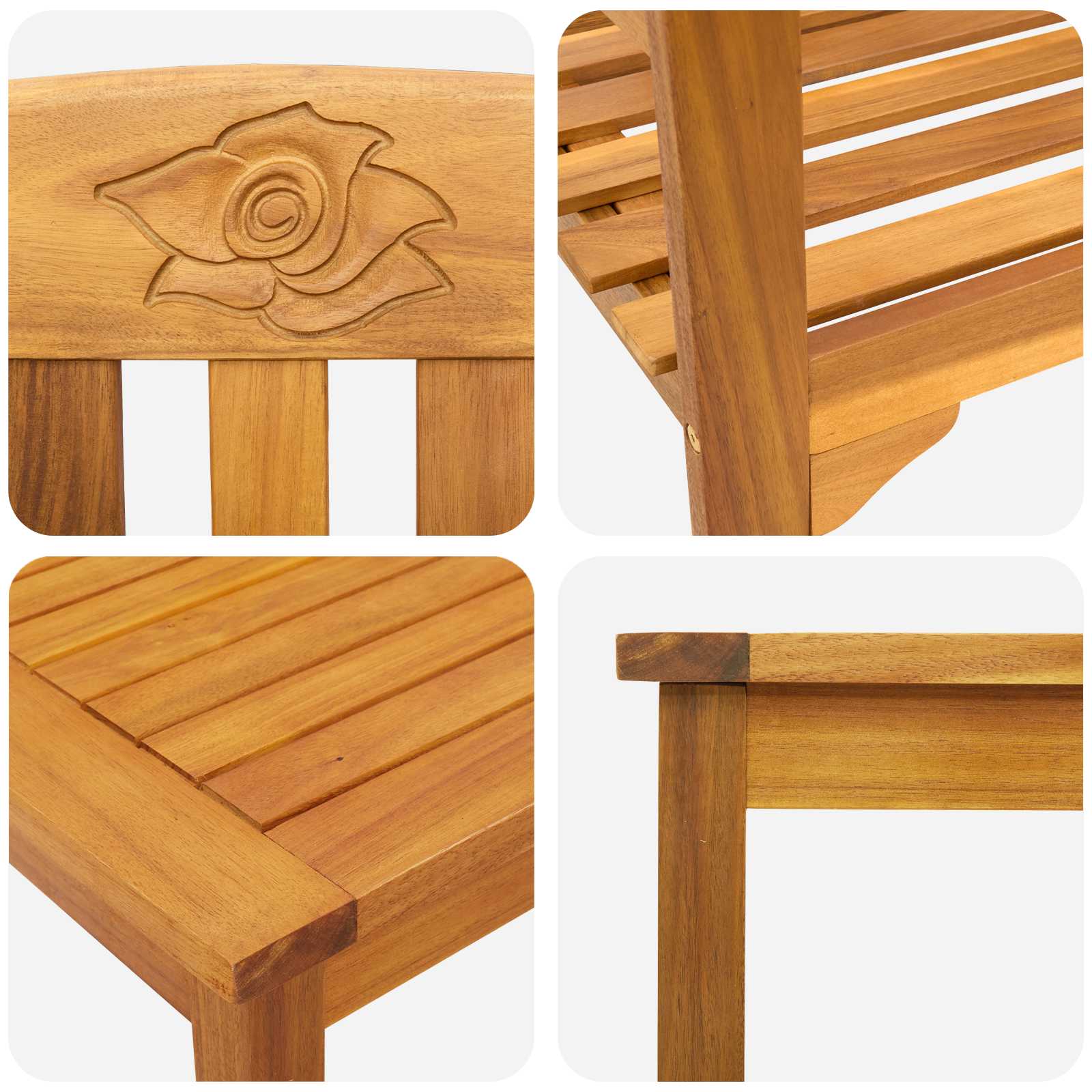 Gartenrosen-Lounge-Set 3 pcs Massivholz Akazie