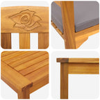 Gartenrosen-Lounge-Set mit Kissen 3 pcs Massivholz Akazie
