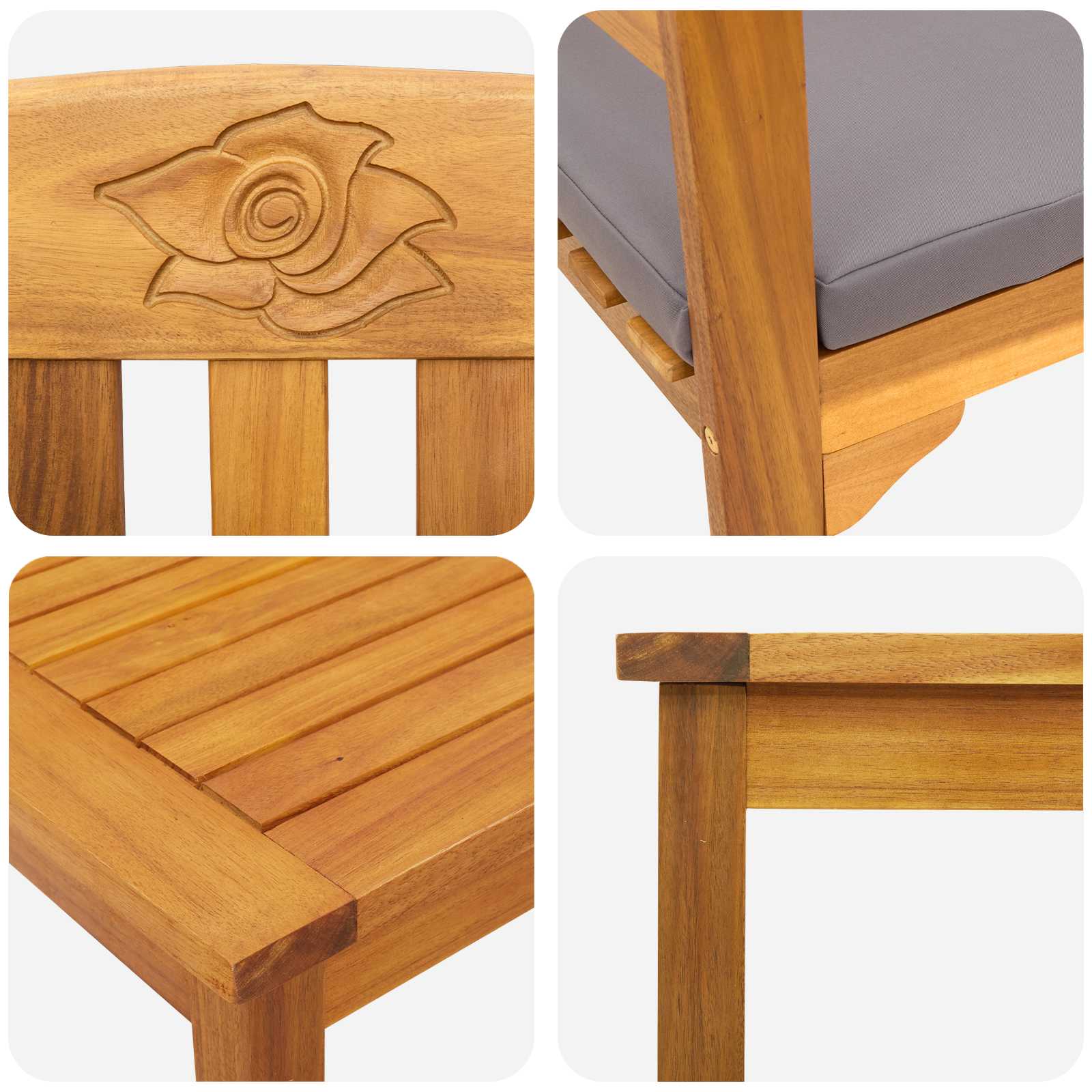 Gartenrosen-Lounge-Set mit Kissen 3 pcs Massivholz Akazie