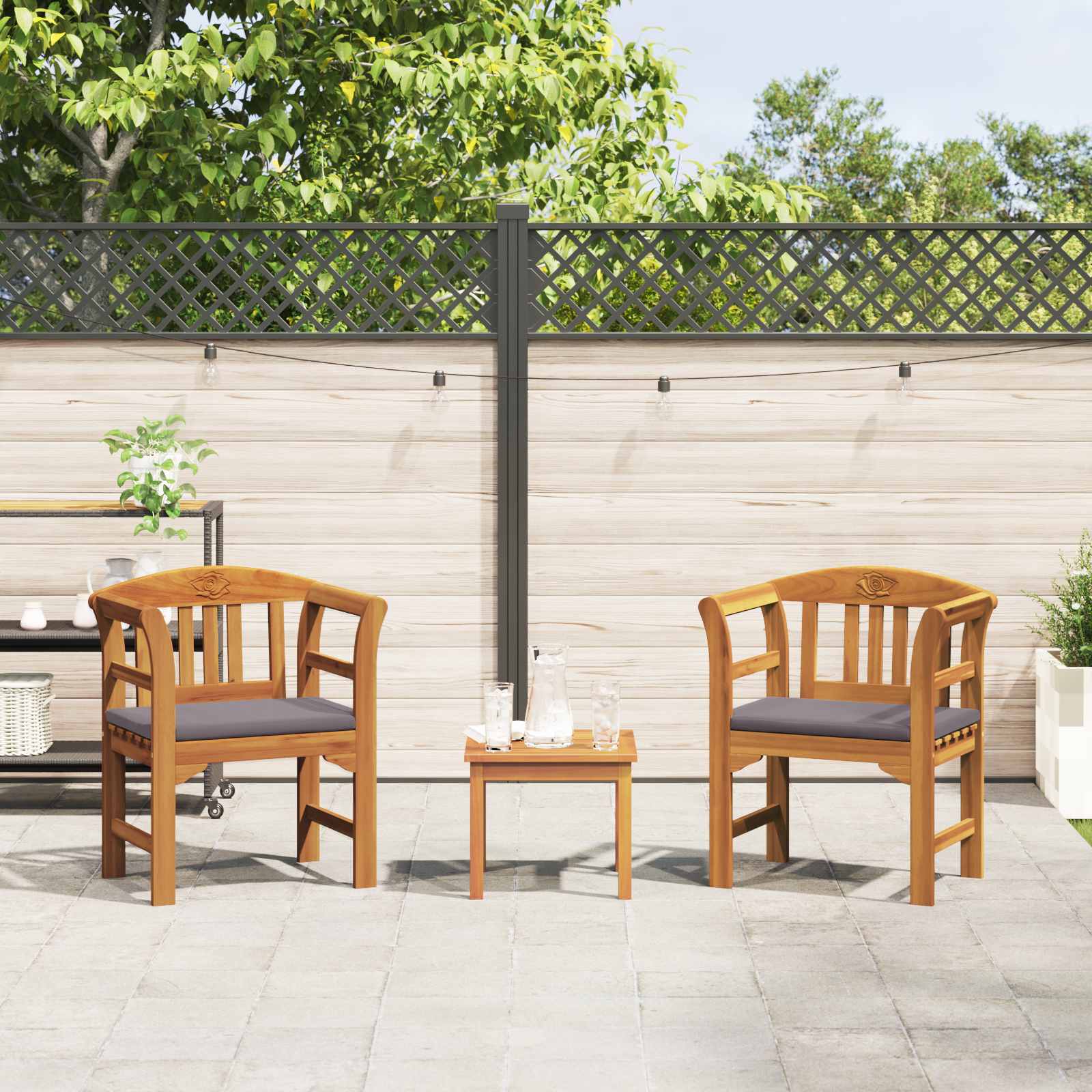 Gartenrosen-Lounge-Set mit Kissen 3 pcs Massivholz Akazie