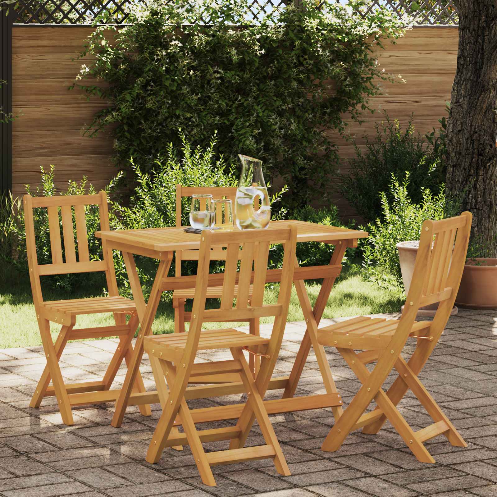 Außen Bistro-Stühle mit Kissen 4 pcs Natur 40 x 42 x 85 cm