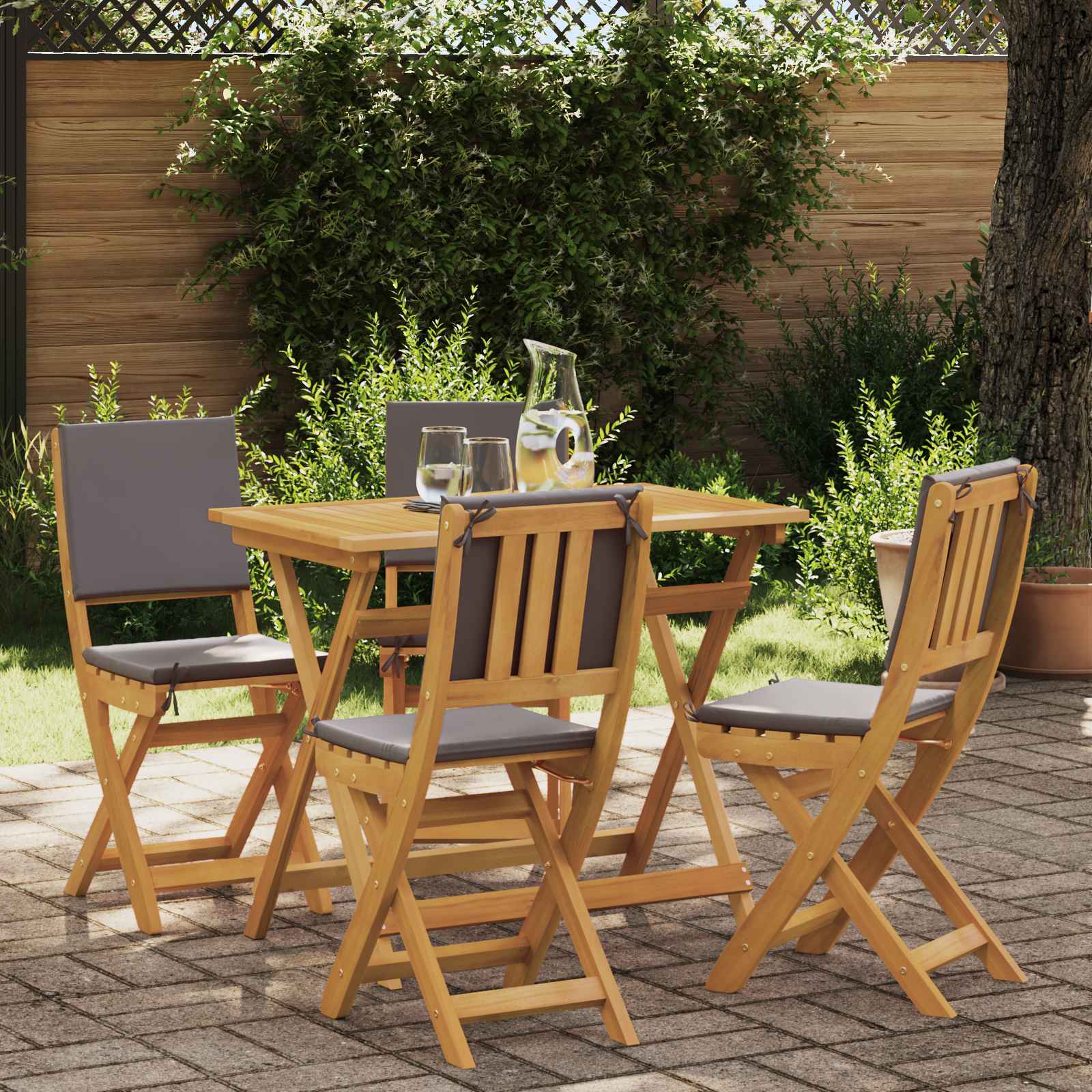 Außen Bistro-Stühle mit Kissen 4 pcs Dunkelgrau 38 x 46 x 85 cm