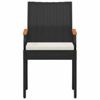 Gartenstühle 2 pcs Schwarz und Cremeweiß Poly-Rattan und Akazie