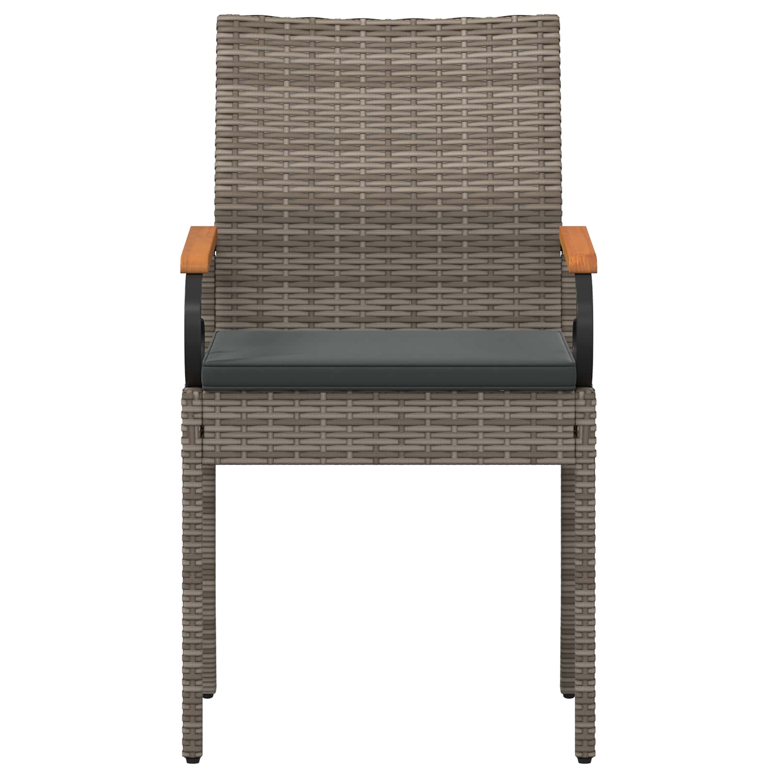 Gartenstühle 2 pcs Grau und Dunkelgrau Poly-Rattan und Akazie