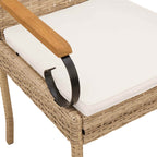 Gartenstühle 2 pcs Beige und Cremeweiß Poly-Rattan und Akazie