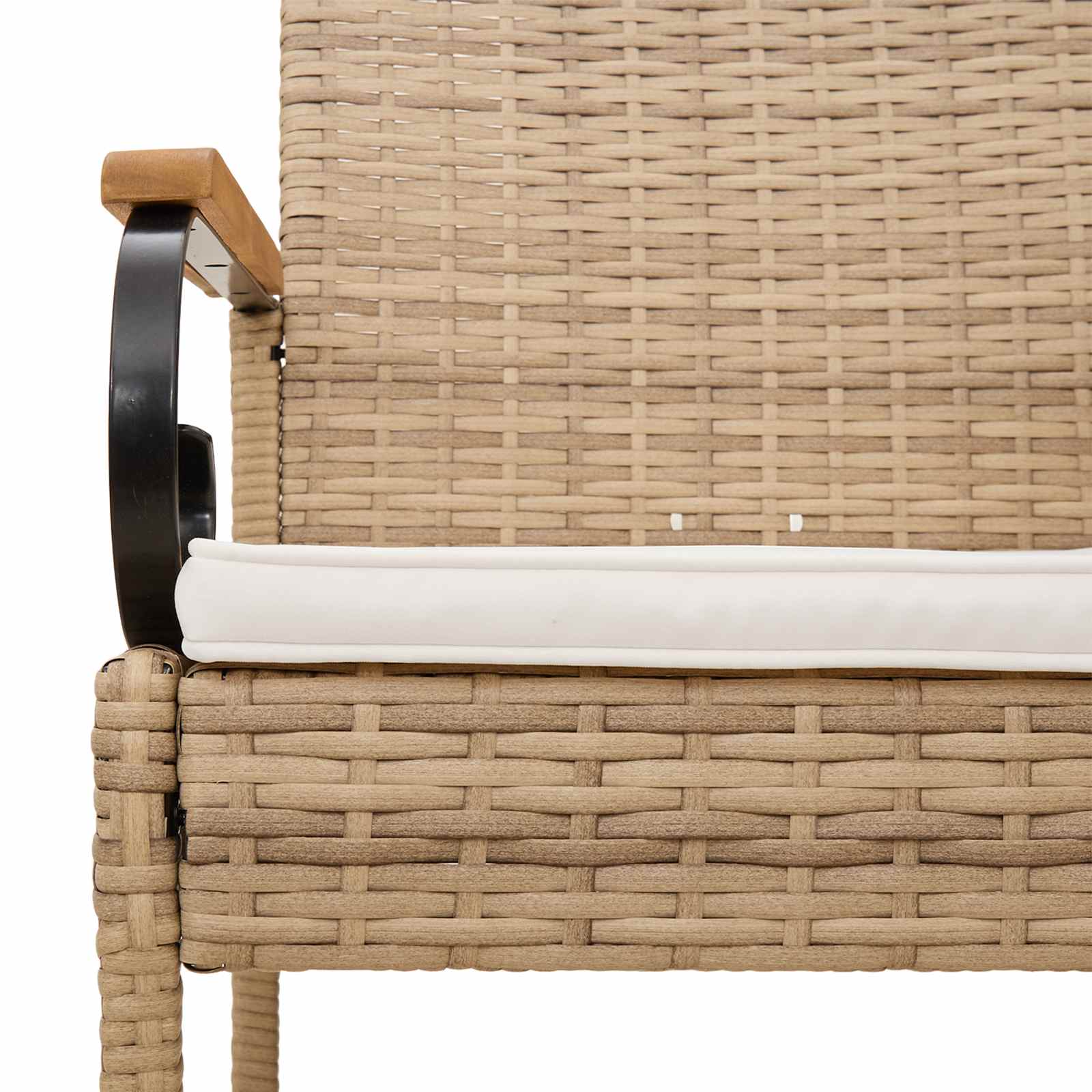 Gartenstühle 2 pcs Beige und Cremeweiß Poly-Rattan und Akazie