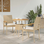 Gartenstühle 2 pcs Beige und Cremeweiß Poly-Rattan und Akazie