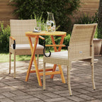 Gartenstühle 2 pcs Beige und Cremeweiß Poly-Rattan und Akazie